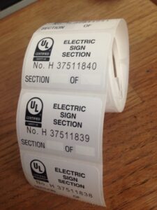 UL Label Sectional Sticker